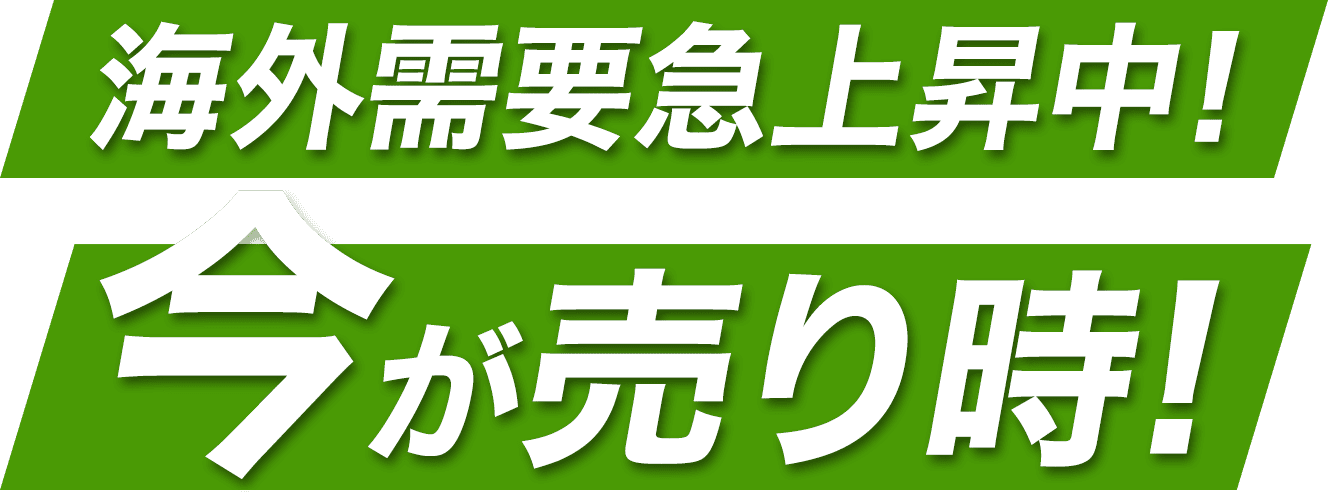 海外需要急上昇中！今が売り時！